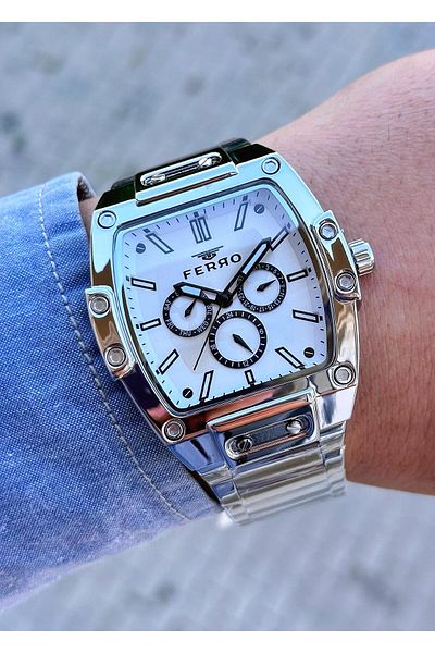 FERRO Men's Wristwatch - Waterproof Steel Case and Cord