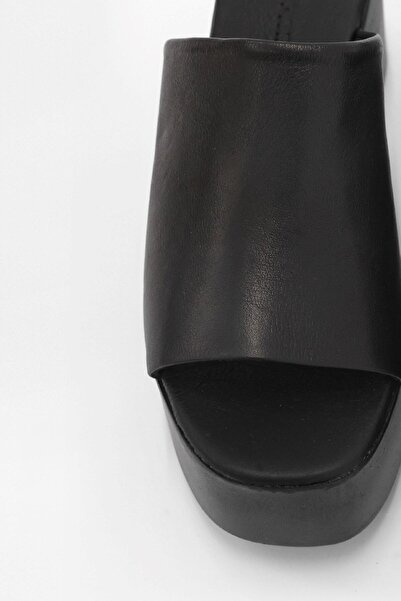 NILUFARR Чорна натуральна шкіра - капці на високих підборах