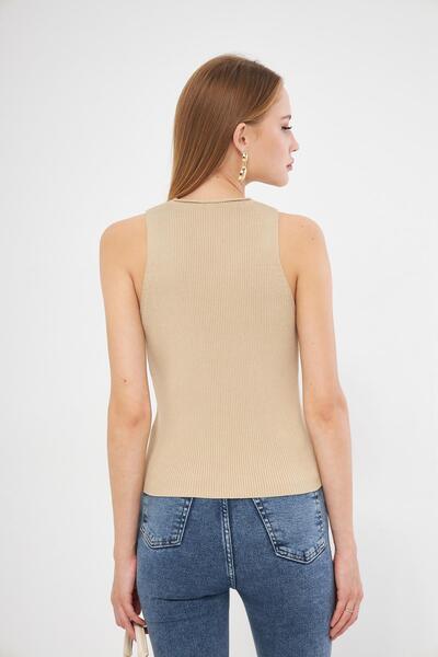 Irmak Kerekli Жіночий трикотажний жилет Camel Fitilli 1009