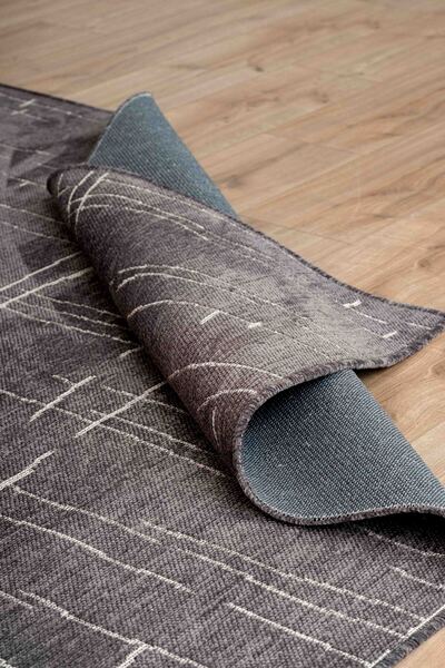 Lorente Home Mia Viscose Woven Carpet Non-Slip Base Washable Anthracite Living Room Carpet 1422