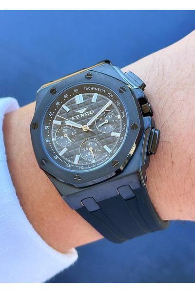 FERRO Black Silicone Band Men's Wristwatch