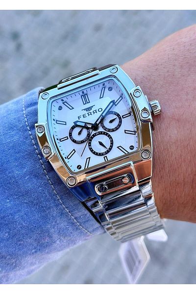 FERRO Men's Wristwatch - Waterproof Steel Case and Cord