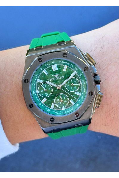 FERRO Green Silicone Band Men Wristwatch
