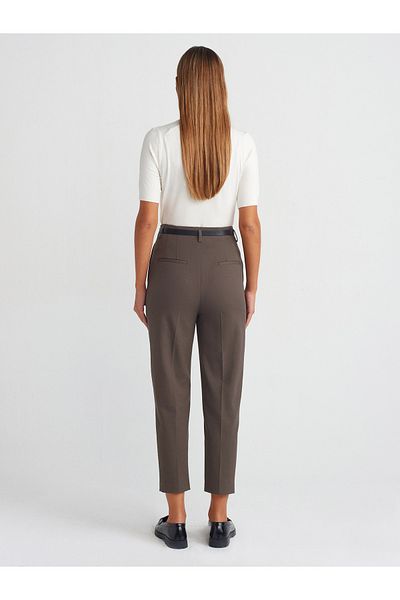 Dilvin 71293 Model High Waist and Belted Khaki Trousers