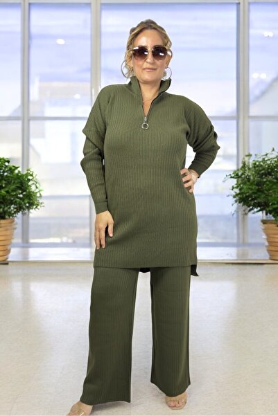 yagmurberen Half Zippered Trophy Acrylic Fabric Large Size Bottom Top Set