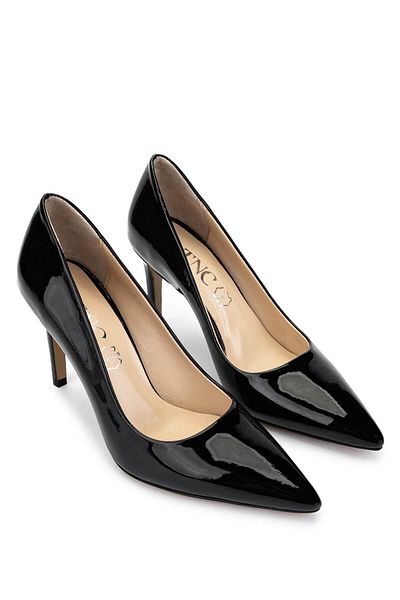 Tamer Tanca Women's Genuine Leather Black Patent Leather High Heels
