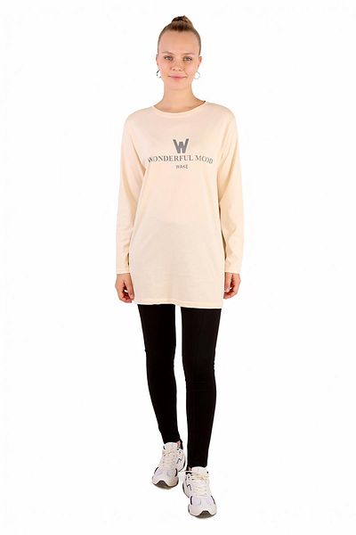 Rays 3981 Wonderful Printed - Stone Color Long Sleeve T-Shirt