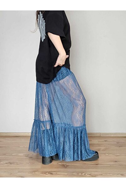 DEEP BEACH Довга мереживна спідниця з воланом