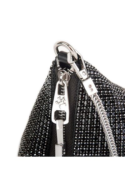 Nas Bag Geantă de damă, negru, alb, diamant, piatră neagră, geantă triunghiulară cu curea elegantă