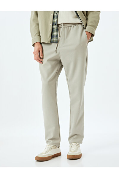 Koton Lace-Up Waist Pocket Cotton Blend Slim Fit Sweatpants