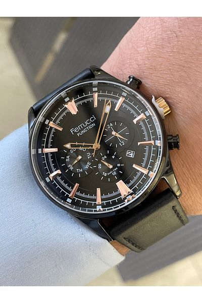 Ferrucci Cord Leather Indicators Active Men's Wrist Watch