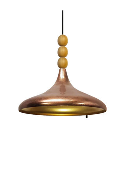 Emre Tekli Ahşap Boncuklu Metal Sarkıt Avize Salon Mutfak Bar