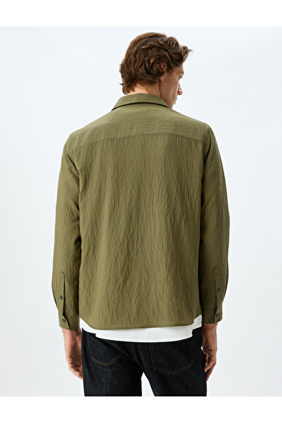 Koton Langärmliges, geknöpftes, gestreiftes Hemd aus Viskose