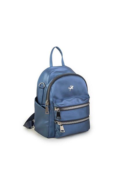 Nas Bag Rucsac de damă din satin bleumarin