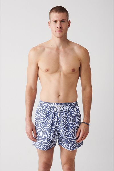 Avva Graue, geometrisch bedruckte Quick-Badebekleidung für Herren – Standard-Badeshorts mit Tragetasche A31y3805
