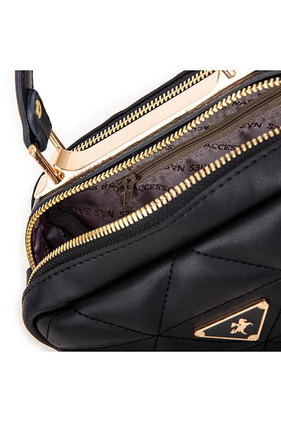Nas Bag Geantă de mână și de mână neagră cu detaliu elegant de lanț auriu