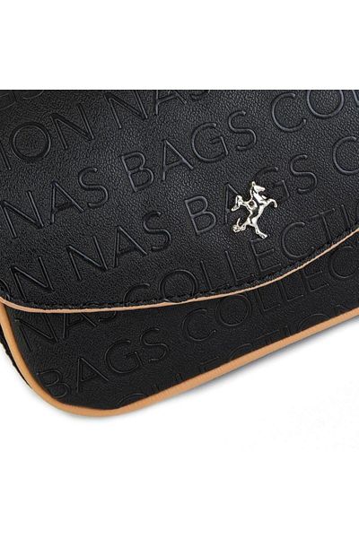 Nas Bag Geantă de damă neagră Camel în relief