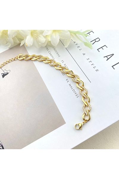 Kyver Jewelry Shop Bracelet Zircon Stone Chain Bracelet Tarnish-Free Xuping Vip Series 14K Gold 17 3cm