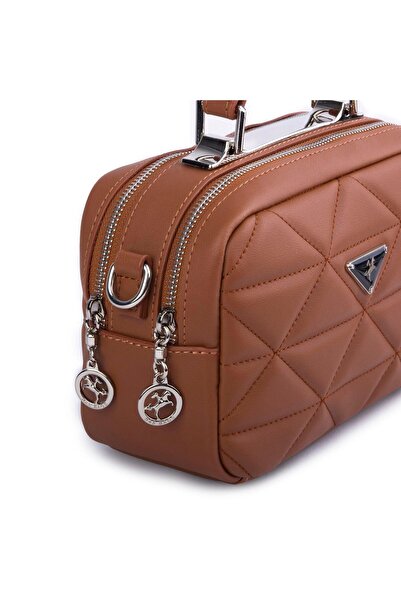 Nas Bag Silver Chain Detailed Hand and Crossbody Bag Brown Nova
