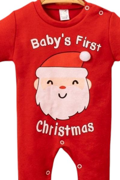 Pivami Baby Christmas Jumpsuit with Hat and Snap Bottom Christmas Jumpsuit