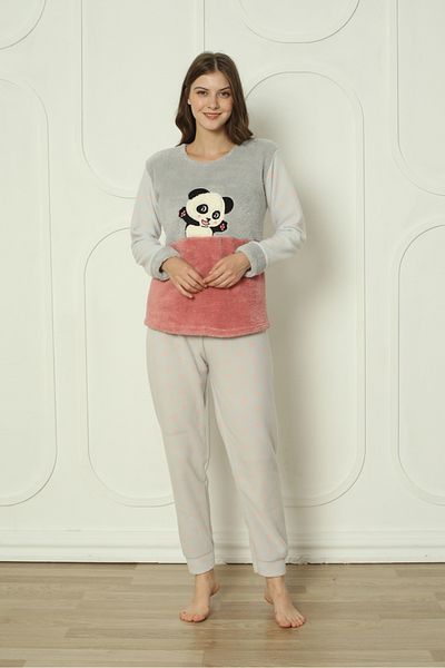 Wordex Fwn 04-3308 Plush Welsoft Fleece Winter Women's Pajamas Set with Soft Panda