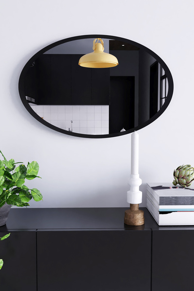ZTM KONSEPT Ayna 70x52 Cm Oval Siyah Antre Hol Koridor Salon Mutfak Banyo Wc ...