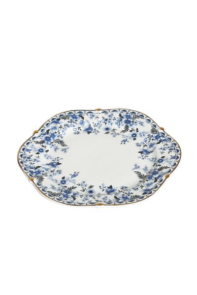 Lucky Art Clarice New Bone China Porcelain Blue Small Floral Pattern Set of 6 Plates 19 cm