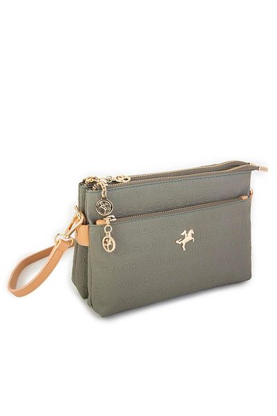 Nas Bag Geantă crossbody pentru femei Green Camel Embossed