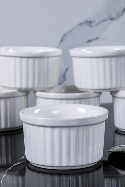 BTA MUTFAK Bta Porcelain White 6-Piece Suffle Container-Bowl