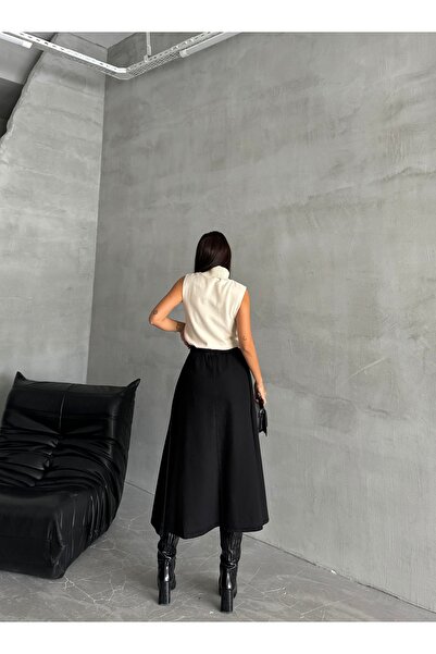 Swet Shop Jeans Fusta de damă cu talie înaltă, lungime midi, cu talie elastică