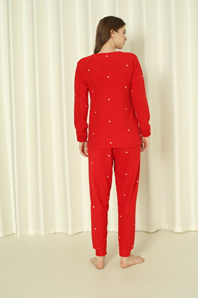 Wordex Fwn 04-3309 Plush Welsoft Fleece Winter Soft Heart Cat Women's Pajamas Set