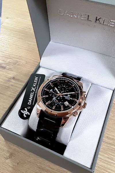 Daniel Klein Exclusive Men's Wristwatch 3 Atm Waterproof Black Color Steel Cord Bracelet with Gift Dkh4421
