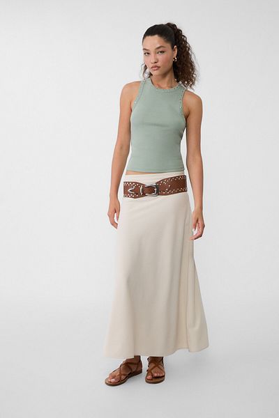 Stradivarius Flowing layered midi skirt