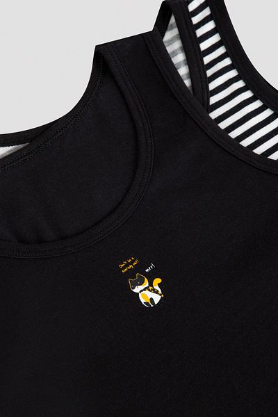 Penti Multicolored Boy's 2-Piece Undershirt with Cat Motif