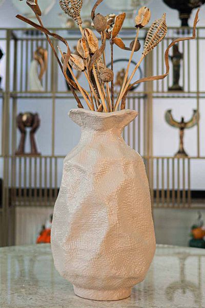 Ella's Design Studio Latte Textured Large Vase - Holbox Vase, New Home Gift, Bohemian Decor