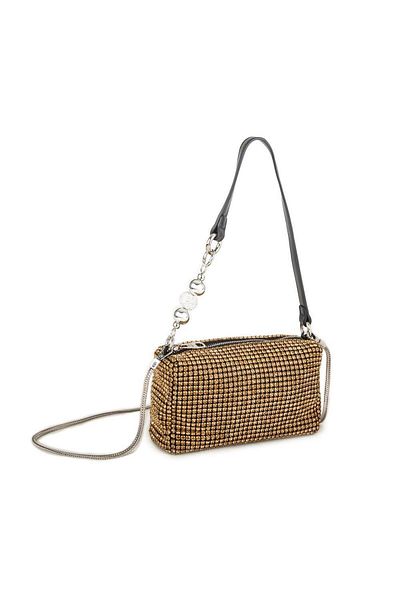 Nas Bag Geantă de damă, serie Diamond, cu detaliu de lanț argintiu, auriu