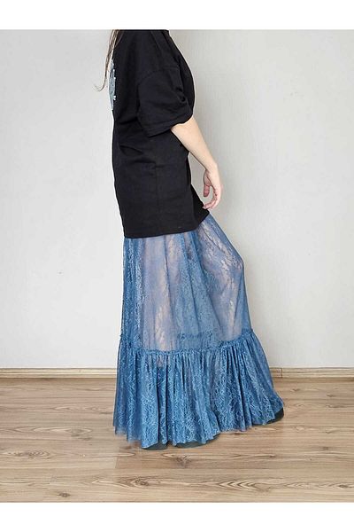 DEEP BEACH Ruffle Long Lace Skirt