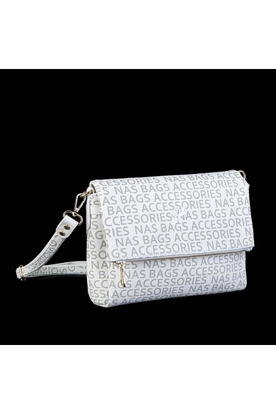 Nas Bag Geantă Crossbody de damă albă scrisă