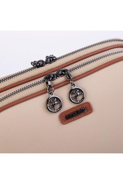 Nas Bag Geantă crossbody pentru femei, cu ochi dublu, nisip, maro Lacste - cu curea reglabilă