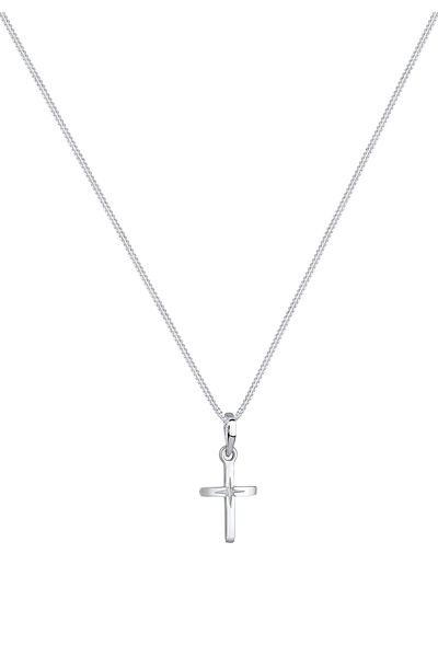 ELLI Necklace Ladies Cross Pendant With Star Engraving Filigree In 925 Sterling Silver