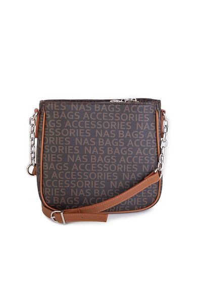 Nas Bag Geantă de damă Crossbody Sport Curea reglabilă Maro Maro Scris (MĂRIME PRODUS: 24X24X7 CM)