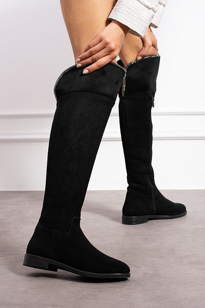 wolk shoes Suede Μαύρα Μακριά Μποτάκια - Γυναικεία, Maji με φερμουάρ