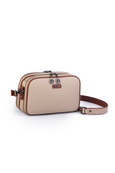 Nas Bag Geantă crossbody pentru femei, cu ochi dublu, nisip, maro Lacste - cu curea reglabilă