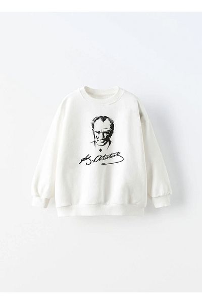 c.c.l. coccolin kids baby clup Hanorac oversize pentru copii cu 3 fire imprimat Ataturk, cu fleece în interior