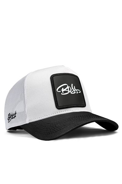 BlackBörk V1 Trucker Boss Unisex Ασπρόμαυρο Καπέλο - 4 με λογότυπο κωδικού