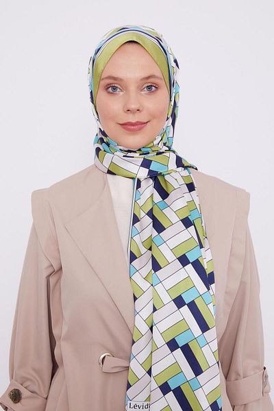 Levidor Oil Green Cube Pattern Angel Shawl