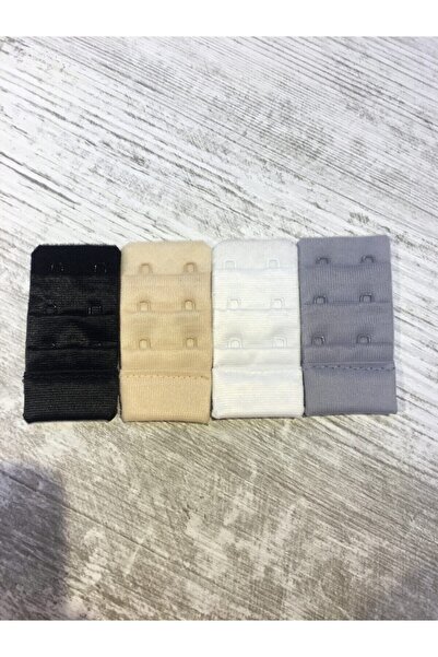 ECEM YILDIZ Kadın Siyah Beyaz Ten Gri Renk 4’lü Sütyen Uzatma Kopçası Ek Apar...