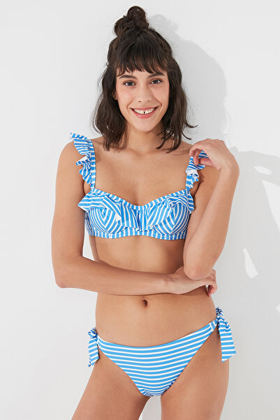 Penti Top de bikini multicolor cu volane Waterside