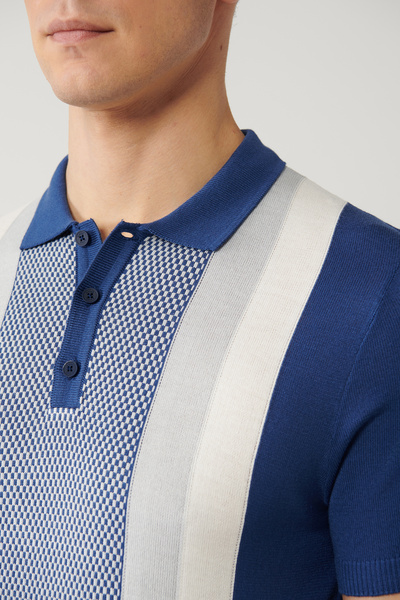 Avva Чоловіча індіго 3-кнопкова блокова кольорова поло-комір Regular Fit трикотажна футболка A41Y5025