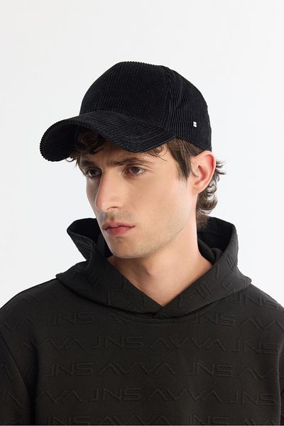 Avva Men's Black Corduroy 100% Cotton Sports Hat A32y9203